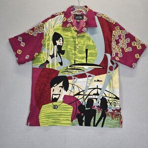 La Rocka London BC Ethic Mens Beatnik Psychedelic Rare Button Up Shirt Size M